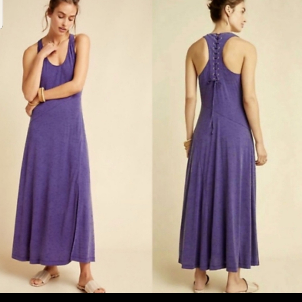 Anthropologie Melanie Lace-Up Back Maxi Tank Dress
